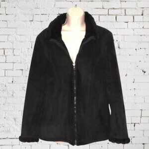 Croft & Barrow Vegan Leather & Fur Zip Front Coat